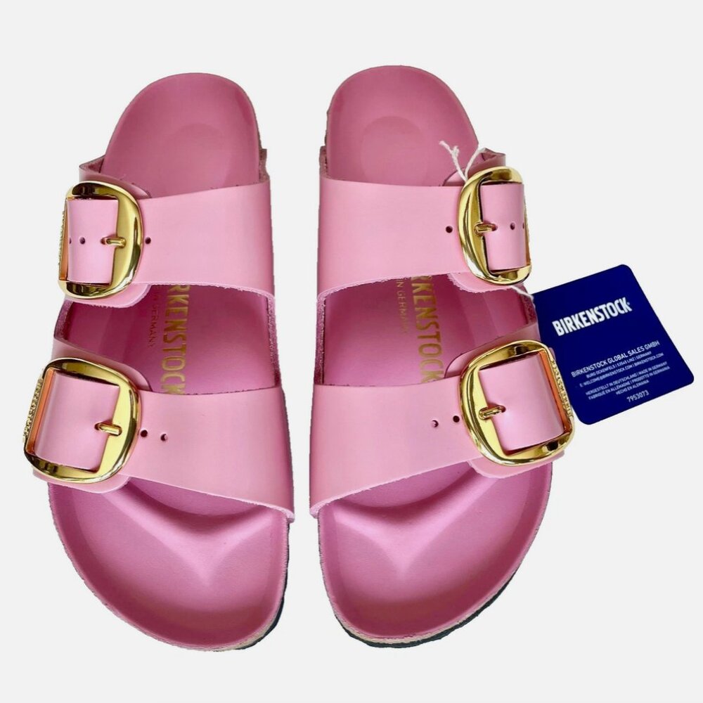 NEW! BIRKENSTOCKS ARIZONA BIG BUCKLE FONDANT PINK LEATHER SANDALS WOMENS 37 6 N - Picture 2 of 13